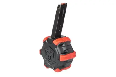 Bębnowy magazynek gazowy 350 kulek do replik Beretta / MB - czarno-czerwony - obrazek 2