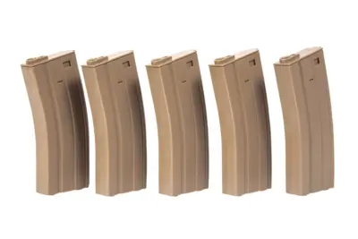 Zestaw 5 magazynków mid-cap 100 kulek do M4/M16 - tan - obrazek 4