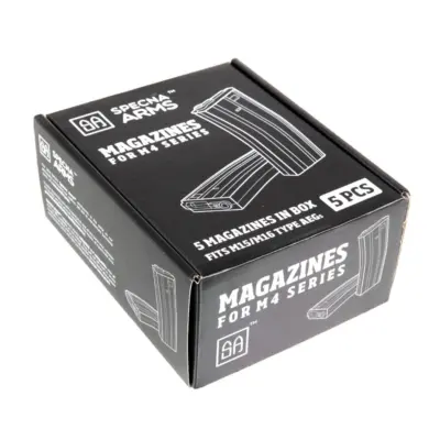 Zestaw 5 magazynków mid-cap 100 kulek do M4/M16 - szary SPE-05-016311-00 asgbox.pl