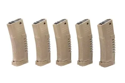 asgbox.pl - Zestaw 5 magazynków hi-cap PMG 300 kulek do do replik typu M4/M16 - dark earth