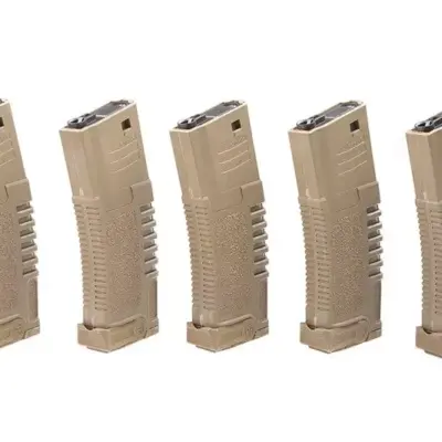 asgbox.pl - Zestaw 5 magazynków hi-cap PMG 300 kulek do do replik typu M4/M16 - dark earth
