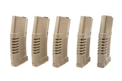 Zestaw 5 magazynków hi-cap PMG 300 kulek do do replik typu M4/M16 - dark earth - obrazek 2