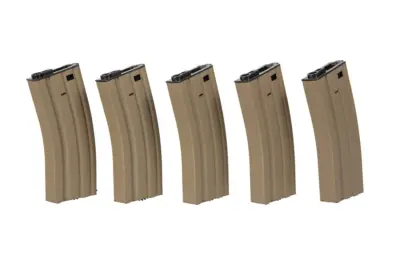 Zestaw 5 magazynków hi-cap na 300 kulek do replik M4/M16 - tan - obrazek 4