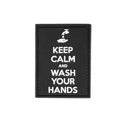 asgbox.pl - Naszywka 3D Keep Calm and Wash Your Hands - czarna