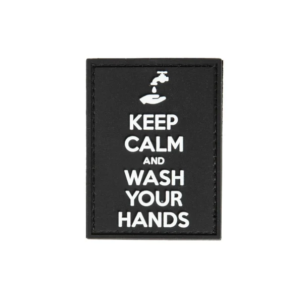asgbox.pl - Naszywka 3D Keep Calm and Wash Your Hands - czarna