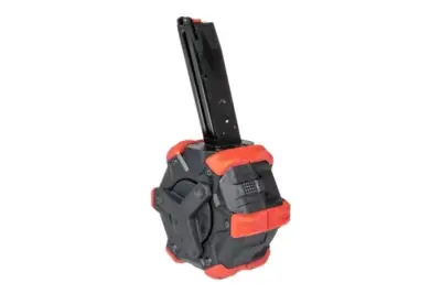 Bębnowy magazynek gazowy 350 kulek do replik Beretta / MB - czarno-czerwony - obrazek 3
