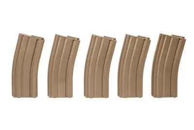 Zestaw 5 magazynków mid-cap na 140 kulek do replik M4/M16 - tan - obrazek 3