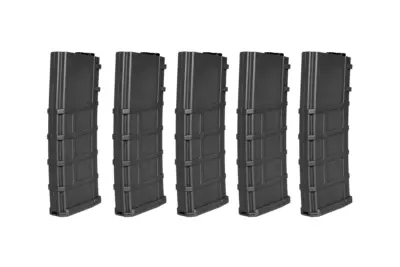 asgbox.pl - Zestaw 5 magazynków Mid-cap 200 Kulek do replik M4/M16 - Czarny
