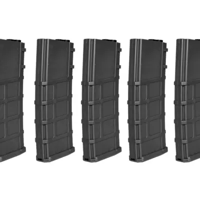 asgbox.pl - Zestaw 5 magazynków Mid-cap 200 Kulek do replik M4/M16 - Czarny