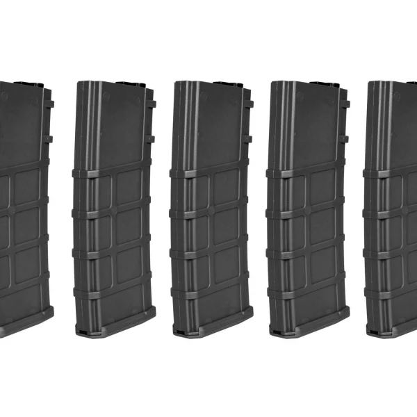 asgbox.pl - Zestaw 5 magazynków Mid-cap 200 Kulek do replik M4/M16 - Czarny