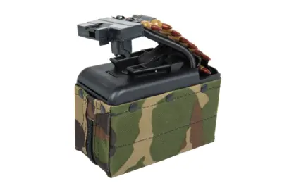 Elektryczny magazynek pudełkowy A&K na 2000 kulek do replik typu M249 z imitacją amunicji Woodland - obrazek 2