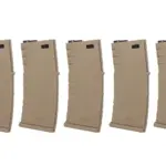 asgbox.pl - Zestaw 5 sztuk polimerowych magazynków mid-cap 120 kulek Specna Arms Flat Dark Earth