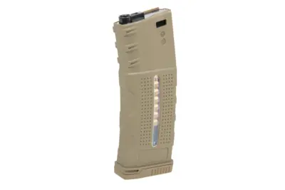 asgbox.pl - Magazynek Polimerowy Mid-Cap na 150 kulek Tornado z atrapami naboi do replik M4/M16 Tan