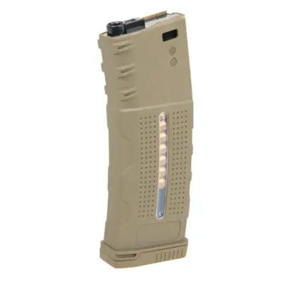 asgbox.pl - Magazynek Polimerowy Mid-Cap na 150 kulek Tornado z atrapami naboi do replik M4/M16 Tan