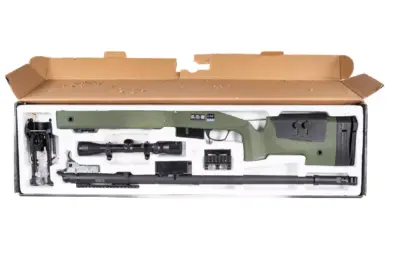asgbox.pl - Replika karabinu wyborowego SA-S03 CORE™ High Velocity z lunetą i dwójnogiem - oliwkowa(OUTLET)