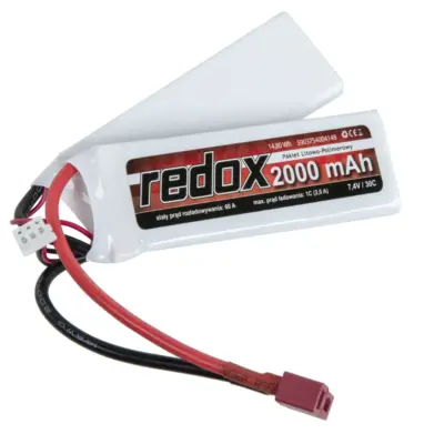 asgbox.pl - Akumulator Li-Po Redox 2000 mAh 7.4V 30C (1+1) Dean