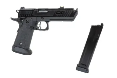 asgbox.pl - Pistolet ASG SRC Dark Viper DUAL POWER z walizką transportową i magazynkiem green gas Czarny