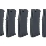 asgbox.pl - Zestaw 5 sztuk polimerowych magazynków mid-cap 120 kulek Specna Arms Czarny
