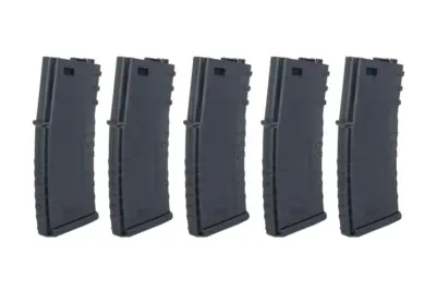 asgbox.pl - Zestaw 5 sztuk polimerowych magazynków mid-cap 120 kulek Specna Arms Czarny