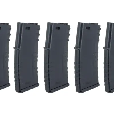 asgbox.pl - Zestaw 5 sztuk polimerowych magazynków mid-cap 120 kulek Specna Arms Czarny