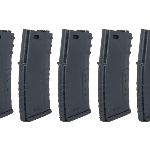 asgbox.pl - Zestaw 5 sztuk polimerowych magazynków mid-cap 120 kulek Specna Arms Czarny