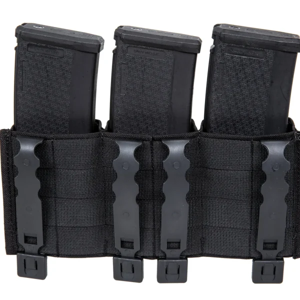 asgbox.pl - Potrójna otwarta ładownica na magazynki 7.62 mm Wosport Czarna