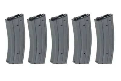 asgbox.pl - Zestaw 5 sztuk metalowych magazynków hi-cap 300 kulek Specna Arms Szary