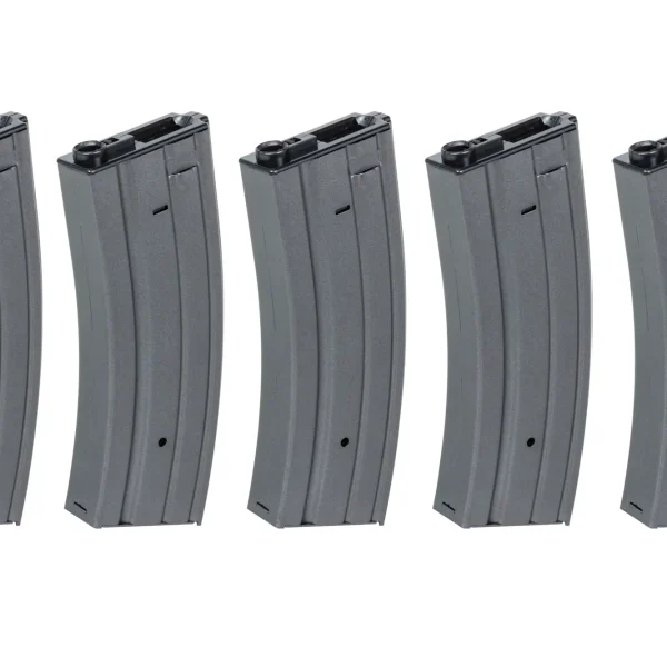 asgbox.pl - Zestaw 5 sztuk metalowych magazynków hi-cap 300 kulek Specna Arms Szary