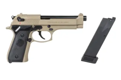 Pistolet ASG ICS BLE-BM9 Dual Power Half-Tan (z magazynkiem na CO2) - obrazek 2