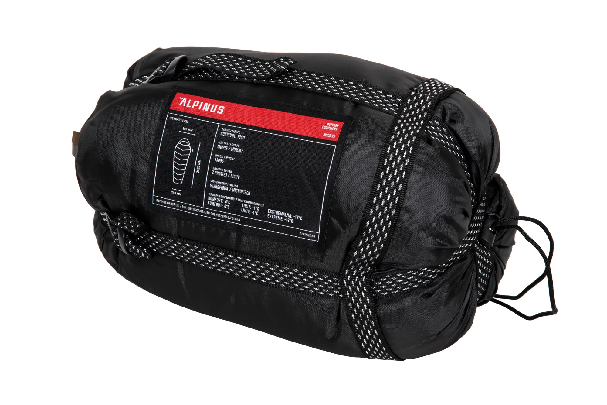 Śpiwór Alpinus Survival 1300 (+4°C / -16°C) (Prawy) Oliwkowy ALN-31-042959-00 asgbox.pl asgbox.pl - Śpiwór Alpinus Survival 1300 (+4°C / -16°C) (Prawy) Oliwkowy