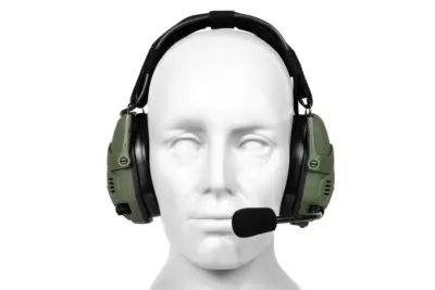 Taktyczne słuchawki aktywne Bluetooth HD-16 - Oliwkowe - obrazek 2