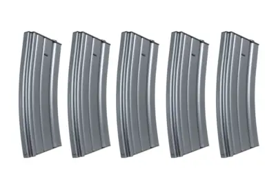 asgbox.pl - Zestaw 5 sztuk metalowych magazynków mid-cap 120 kulek Specna Arms Szary