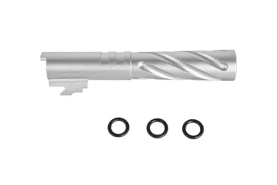 asgbox.pl - Aluminiowa lufa zewnętrzna LA Capa Customs TORNADO do replik TM Hi-Capa 4.3 Srebrna