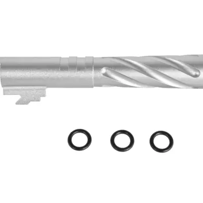 asgbox.pl - Aluminiowa lufa zewnętrzna LA Capa Customs TORNADO do replik TM Hi-Capa 4.3 Srebrna