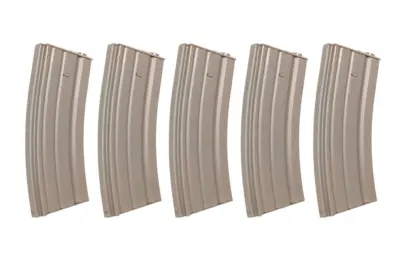 asgbox.pl - Zestaw 5 sztuk metalowych magazynków mid-cap 120 kulek Specna Arms Flat Dark Earth
