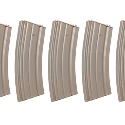 asgbox.pl - Zestaw 5 sztuk metalowych magazynków mid-cap 120 kulek Specna Arms Flat Dark Earth