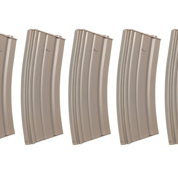 asgbox.pl - Zestaw 5 sztuk metalowych magazynków mid-cap 120 kulek Specna Arms Flat Dark Earth