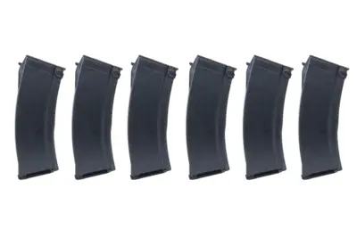 asgbox.pl - Zestaw 6 Magazynków Mid-cap SRC do replik AK na 100 kulek Czarny + Speedloader