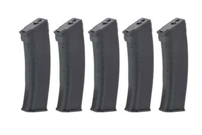 asgbox.pl - Zestaw 5 magazynków Mid-Cap 135/30 kulek Arcturus EMM AK74 "Bakelite" Variable-Cap do replik AK Czarny