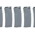 asgbox.pl - Zestaw 5 sztuk polimerowych magazynków mid-cap 120 kulek Specna Arms Szary