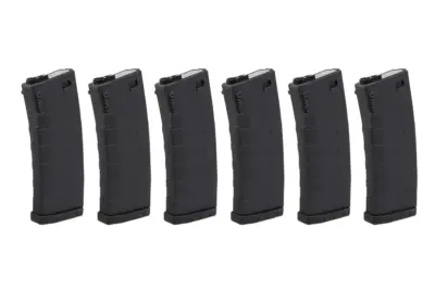 asgbox.pl - Zestaw 6 magazynków Mid-cap KWA na 120 kulek do replik M4/M16 Czarny