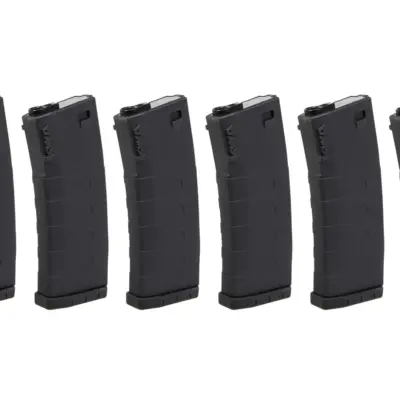 asgbox.pl - Zestaw 6 magazynków Mid-cap KWA na 120 kulek do replik M4/M16 Czarny