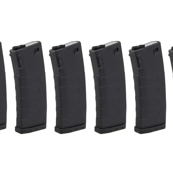 asgbox.pl - Zestaw 6 magazynków Mid-cap KWA na 120 kulek do replik M4/M16 Czarny