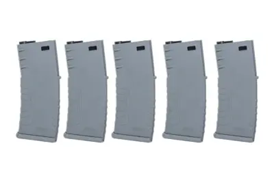 Zestaw 5 sztuk polimerowych magazynków mid-cap 120 kulek Specna Arms Szary - obrazek 2