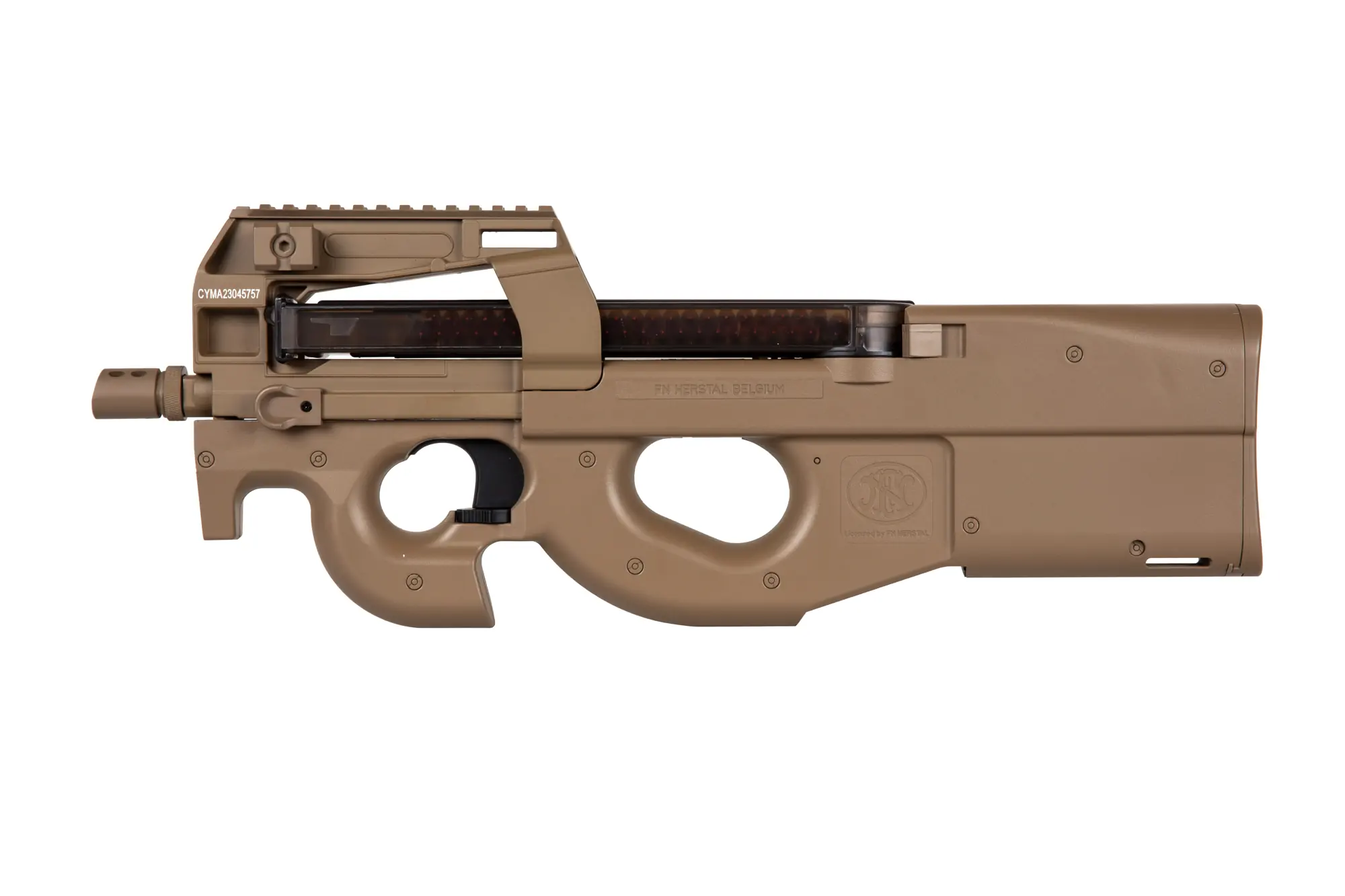Pistolet maszynowy ASG Cybergun/ CYMA FN Herstal P90 (CM060) Tan (OUTLET) OUT-72-033571-00 asgbox.pl Pistolet maszynowy ASG Cybergun/ CYMA FN Herstal P90 (CM060) Tan (OUTLET) - obrazek 4
