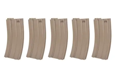 asgbox.pl - Zestaw 5 Magazynków Mid-Cap SRC do AR/M4 na 140 kulek Tan + speedloader