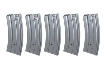 Zestaw 5 sztuk metalowych magazynków hi-cap 300 kulek Specna Arms Szary - obrazek 2
