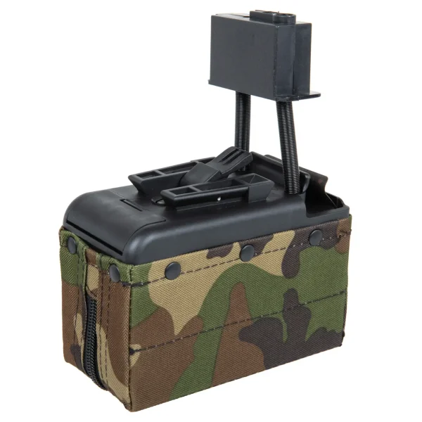 asgbox.pl - Elektryczny magazynek pudełkowy A&K na 2000 kulek do replik typu M249 Woodland