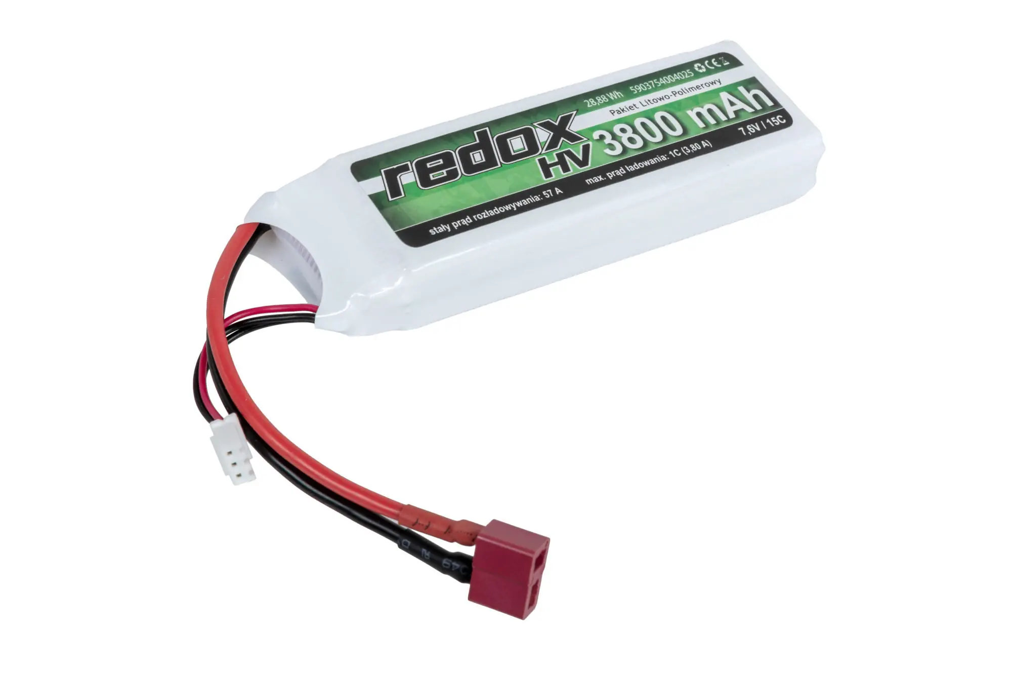 Akumulator Li-Po Redox 3800 mAh 7.6 V High Voltage 15C Dean RDX-06-046558-00 asgbox.pl asgbox.pl - Akumulator Li-Po Redox 3800 mAh 7.6 V High Voltage 15C Dean