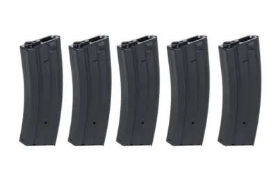 asgbox.pl - Zestaw 5 sztuk metalowych magazynków hi-cap 300 kulek Specna Arms Czarny